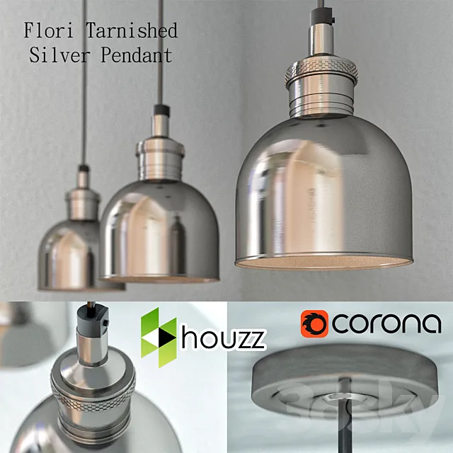 Lamp Flori Tarnished Silver Pendant 3DSMax File