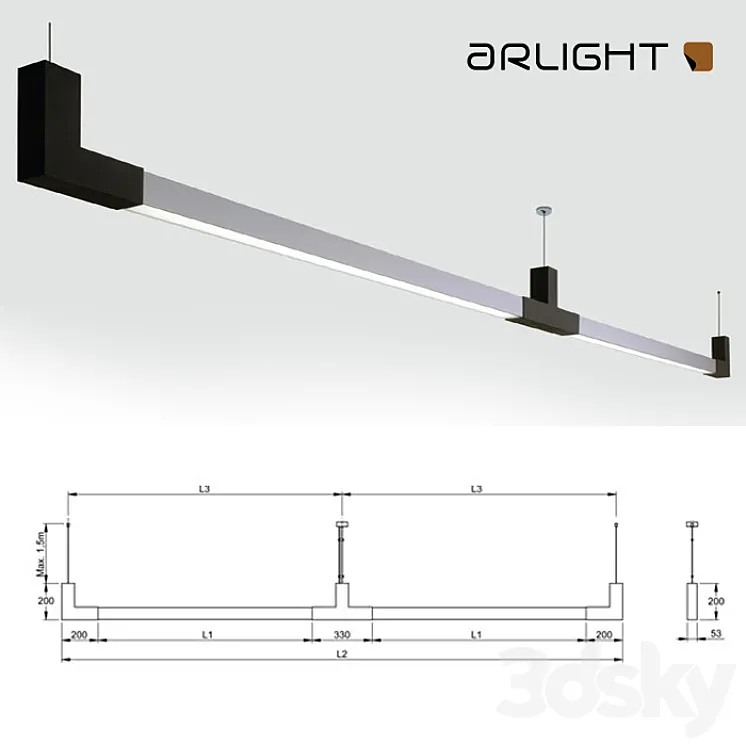 Lamp longitudinal roof-arlight 3DS Max