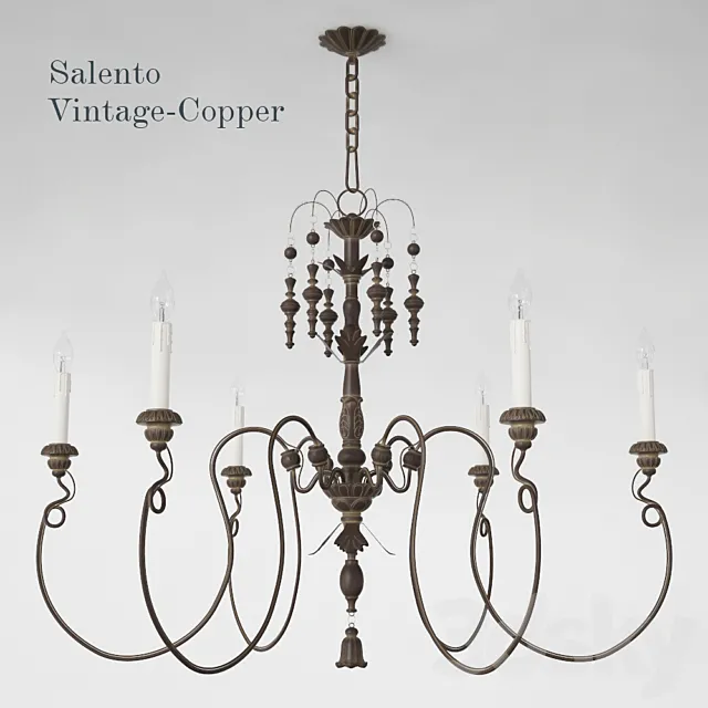 Lamp Salento Vintage Copper Six-Light Chandelier 3DSMax File