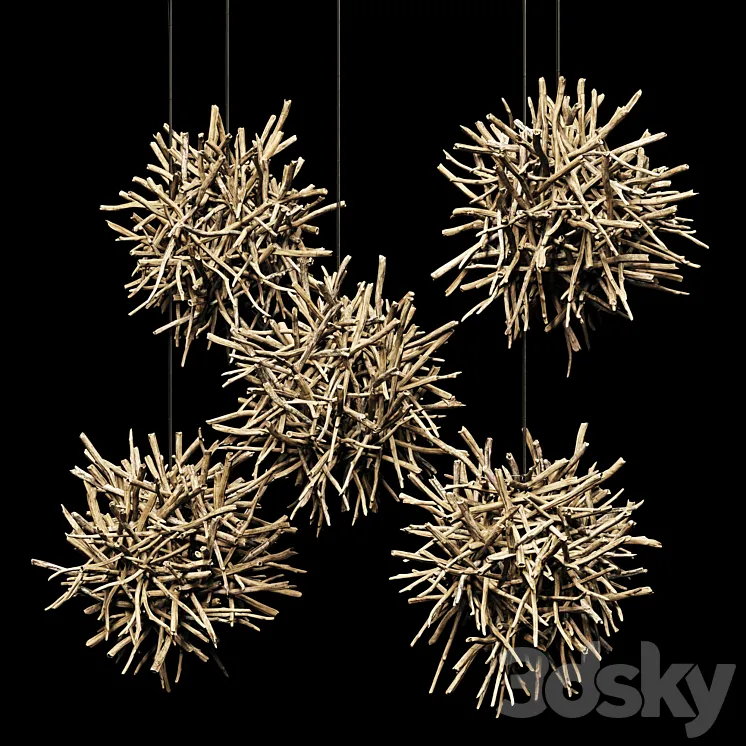 Lamp Sang wood decor n1 \/ Chandelier made of driftwood branches 3DS Max Model