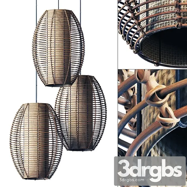 Lamp wicker branch rattan barrel