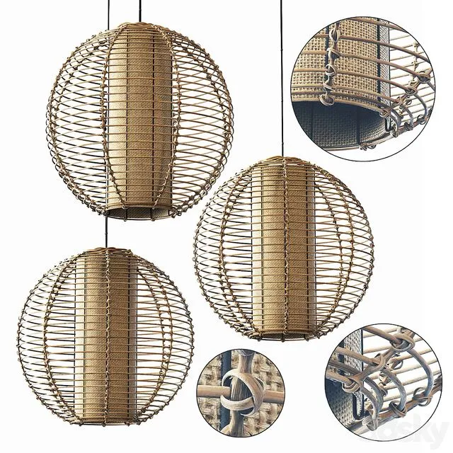 Lamp wicker branch rattan sphere 3dsMax Model