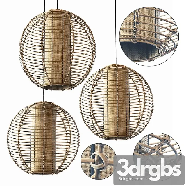 Lamp wicker branch rattan sphere