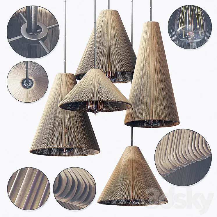 Lamp wood rattan wicker Cone n5 \/ Lamp wicker rattan cone No. 5 3DS Max Model