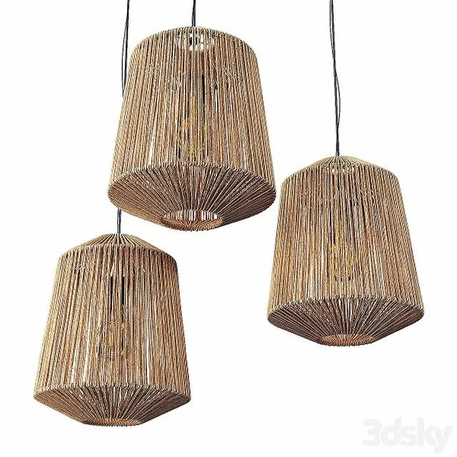 Lamp wood rotang wicker barrel 3dsMax Model
