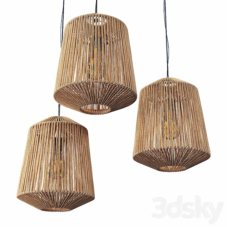 Lamp wood rotang wicker barrel \/ Lamp wicker rattan barrel 3DS Max