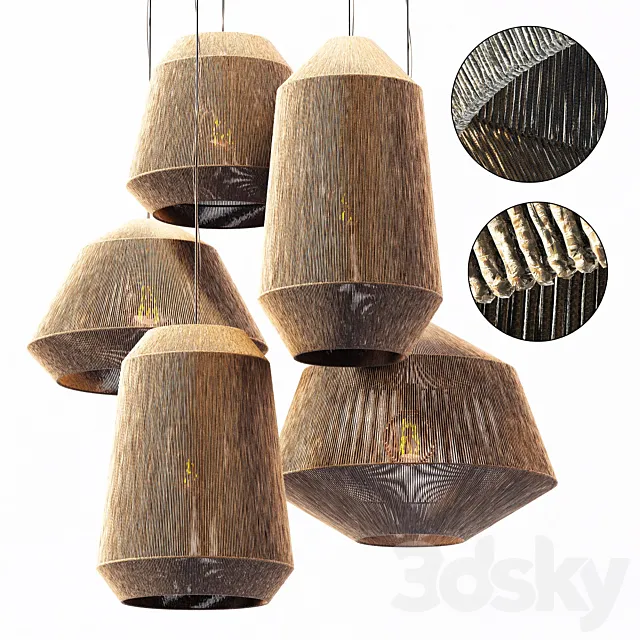 Lamp wood rotang wicker barrel n2 _ Wicker rattan lamp “Barrel” No. 2 3DS Max Model