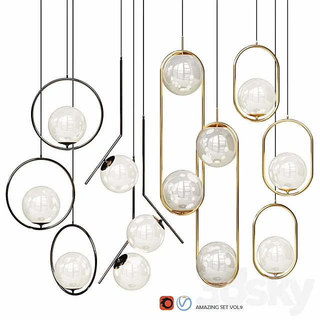 Lampatron HOOP pendant Lights amazing set vol. 9 3DS Max Model