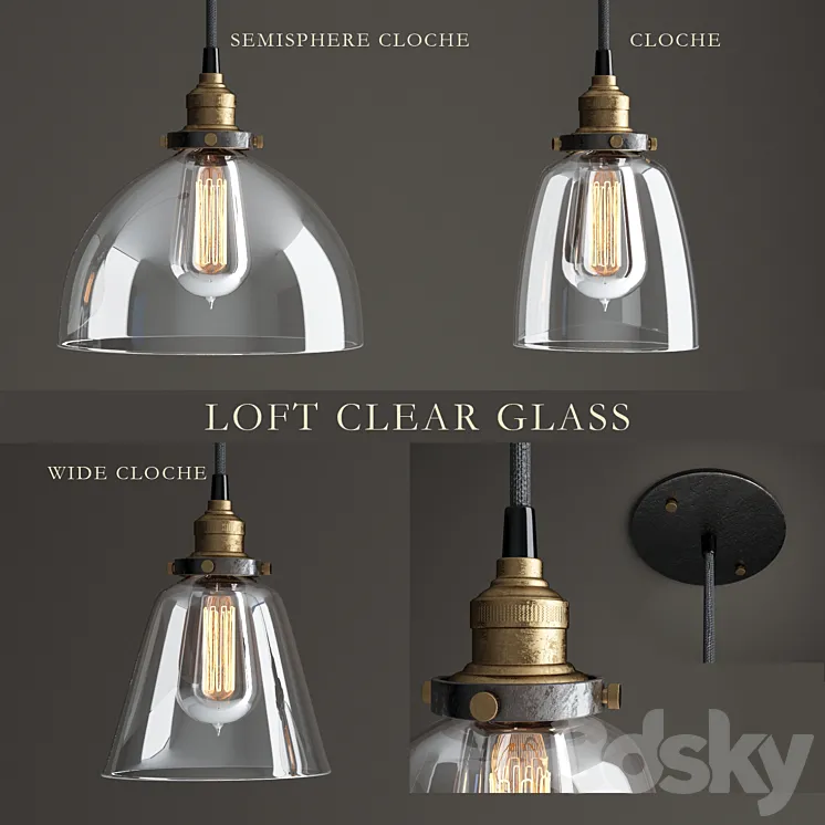 Lamps series "Loft Clear Glass" 3DS Max