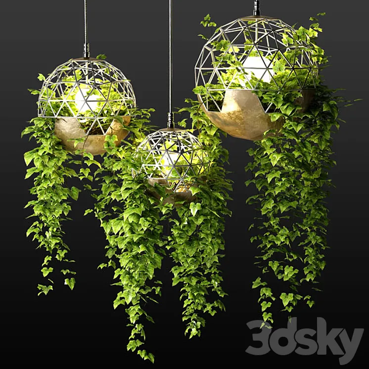 Lamps with hanging plants | The Lighters with a hanging plants 3DS Max