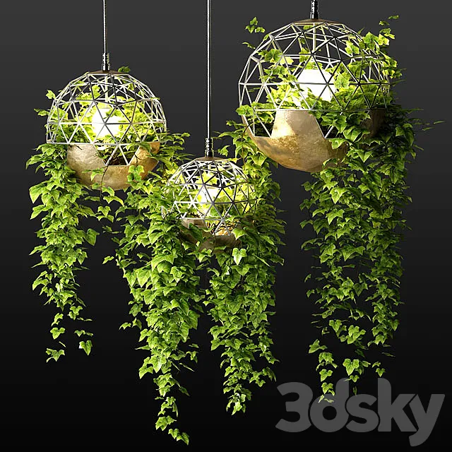 Lamps with hanging plants | The Lighters with a hanging plants 3DSMax File