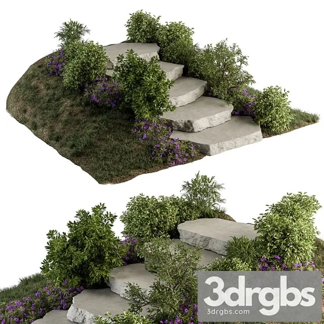 Landscape furniture rock stairs with garden – architect element 56 3dsmax Download