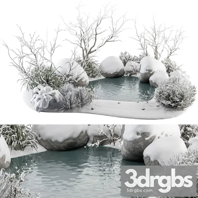 Landscape Furniture Snowy Lake Set 48 V 3dsmax Download