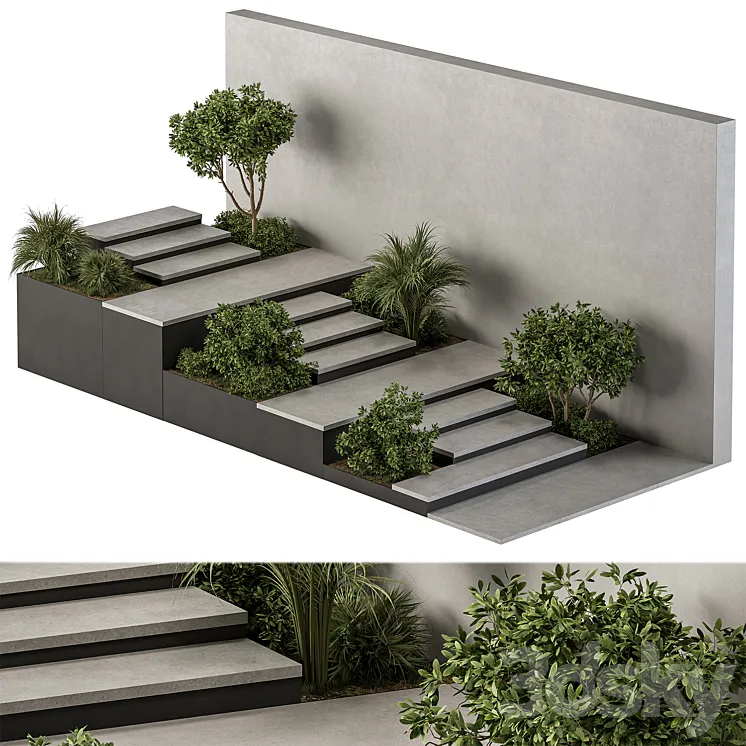 Landscape Furniture stairs with ivy and Garden – Architect Element 57 3DS Max