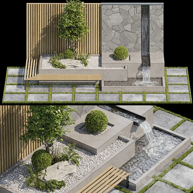 Landscape Furniture with Fountain – Architect Element 07 3DS Max