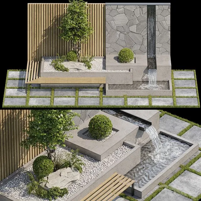 Landscape Furniture with Fountain – Architect Element 07 3dsMax Model