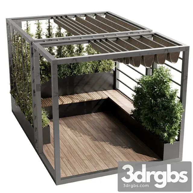 Landscape furniture with pergola and roof garden 09 3dsmax Download