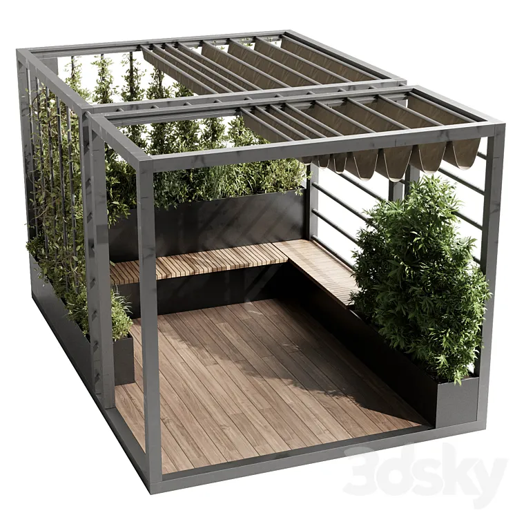 Landscape Furniture with Pergola and Roof garden 09 3DS Max