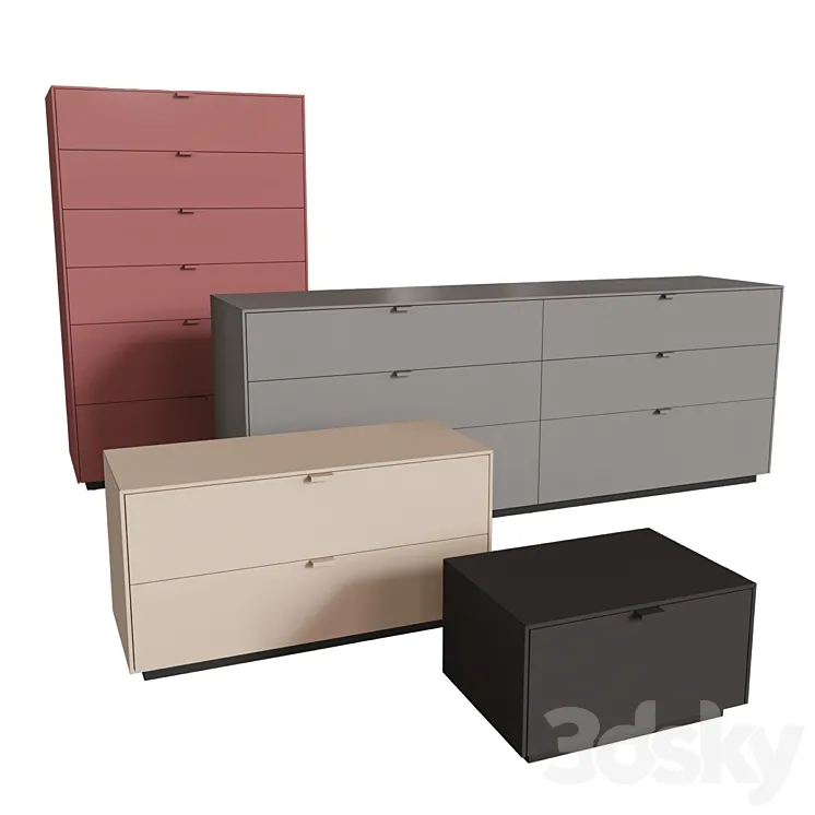 Lansot Folio Chest of Drawers and Bedside 3DS Max Model