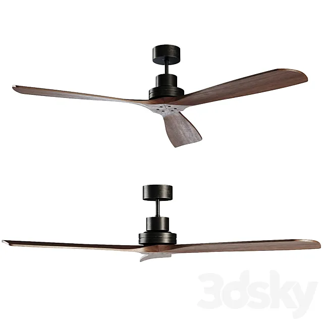 LANTAU Matt black ceiling fan 3ds Max