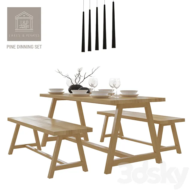 Lares & Penates Pine Dinning Set 3DSMax File