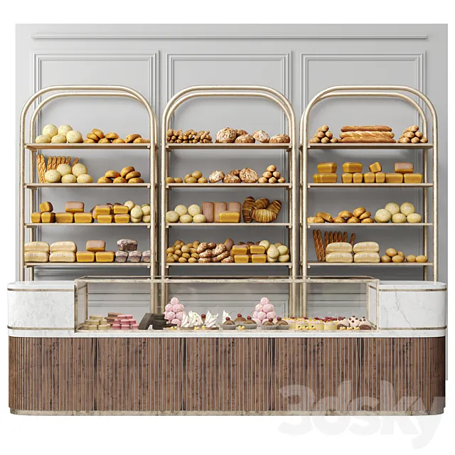 Large bakery with pastries and desserts 3ds Max