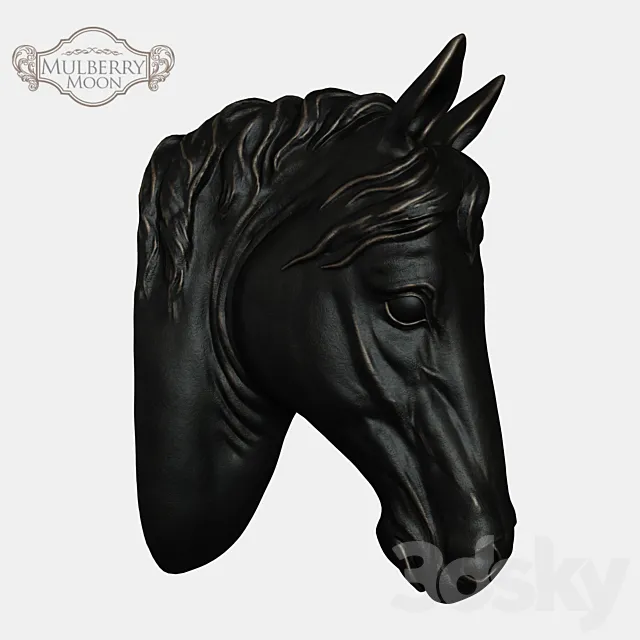Large Black Horse Head Wall Sculpture 3DSMax File
