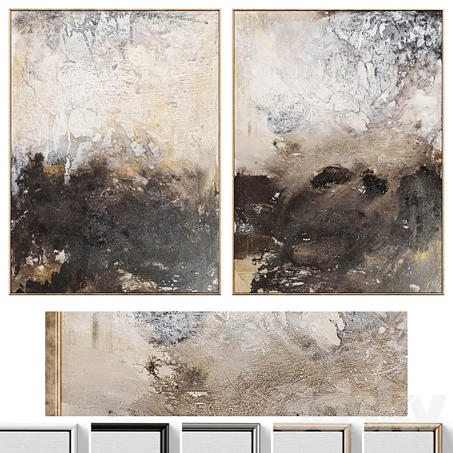 Large Brown Abstract Textured Wall Art C-675 3ds Max