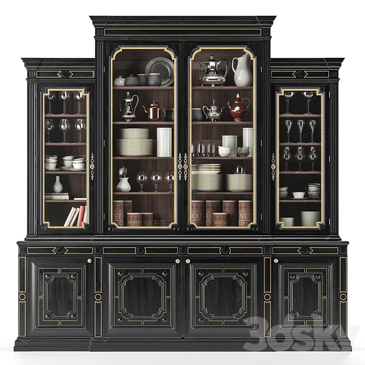 Large cabinet with dishes 3DS Max