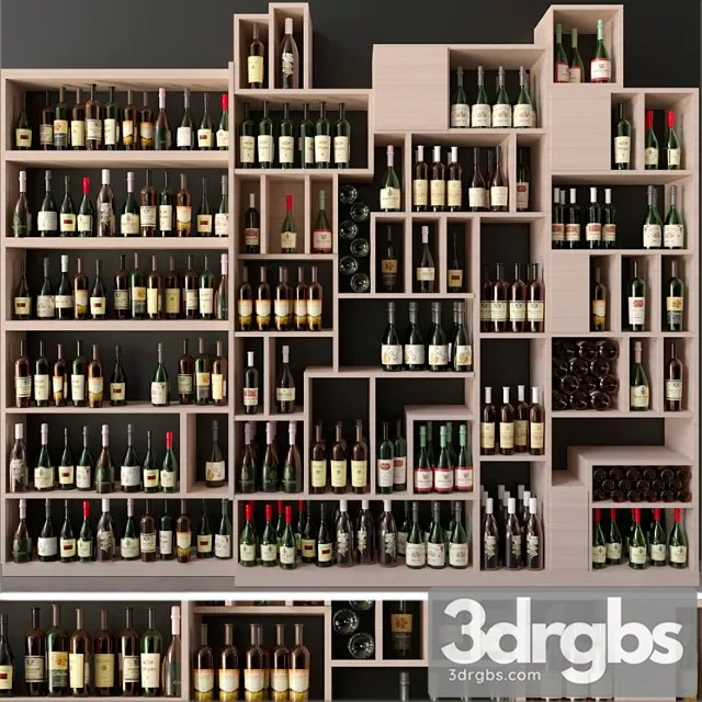 Large collection of wine in a wine shop. alcohol 4 3dsmax Download