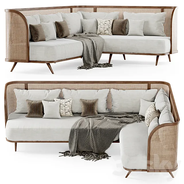 Large corner garden sofa HLC _ Large corner sofa rattan 3DS Max Model