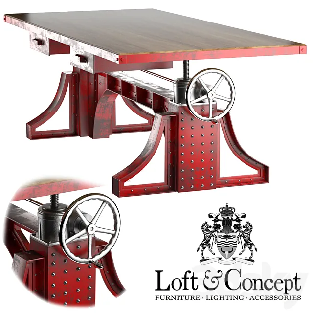 Large desktop Monika Idustrial Desk 3DS Max Model