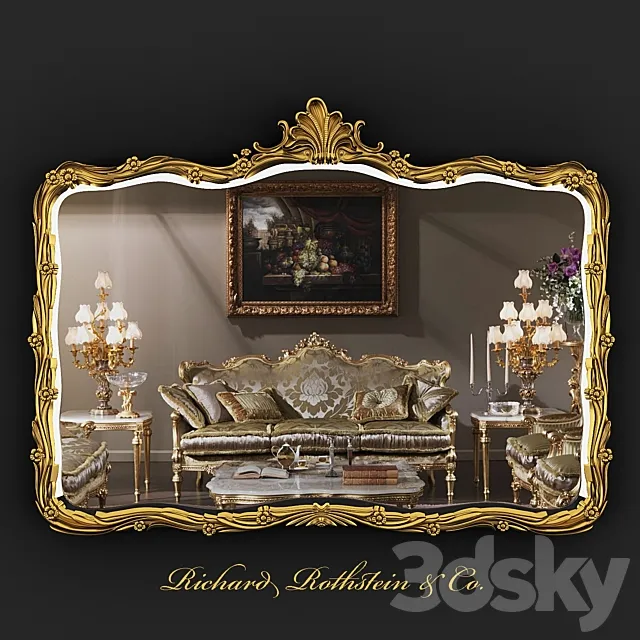 Large Gilded Overmantle Mirror 3DS Max Model