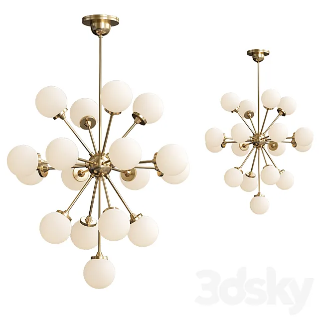 Large Italian Brass Sputnik Chandelier 3ds Max
