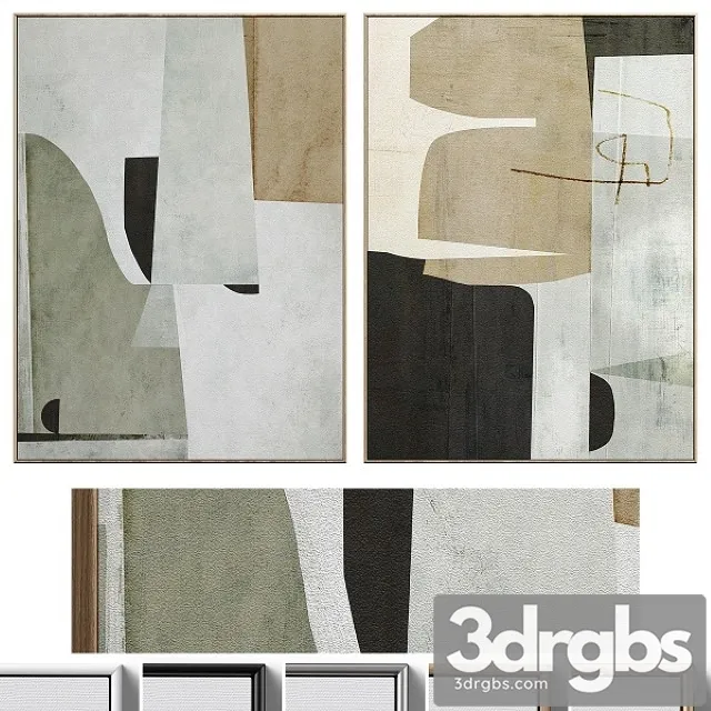 Large Mid Century Abstract Neutral Wall Art C 410 3dsmax Download