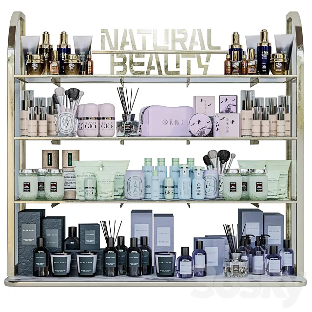 Large rack with makeup cosmetics in a beauty salon 3dsMax Model