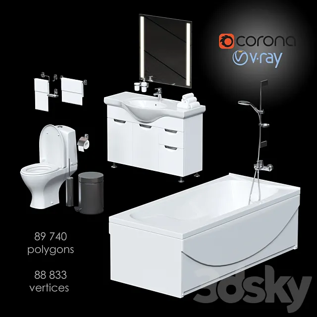 Large set for bathrooms 3ds Max