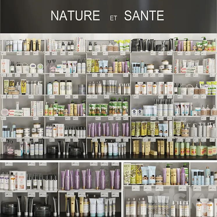 Large showcase in a pharmacy with cosmetics 3. Beauty salon 3DS Max