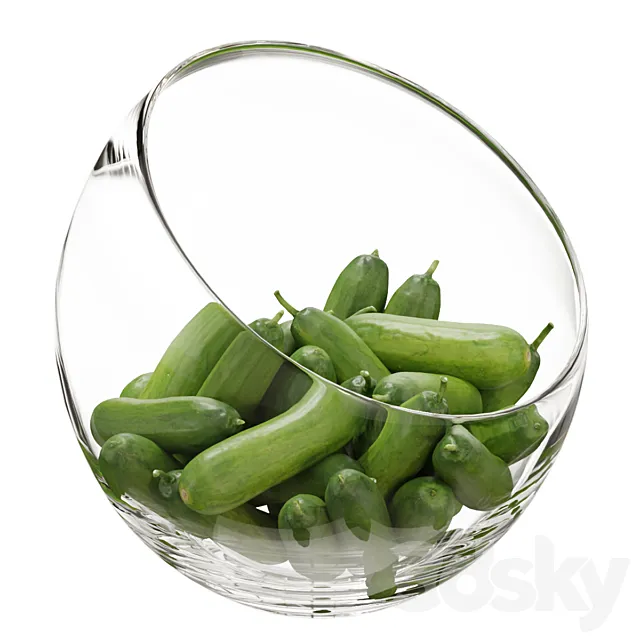 Large Slant Fruit Bowl baby cucumber 3ds Max