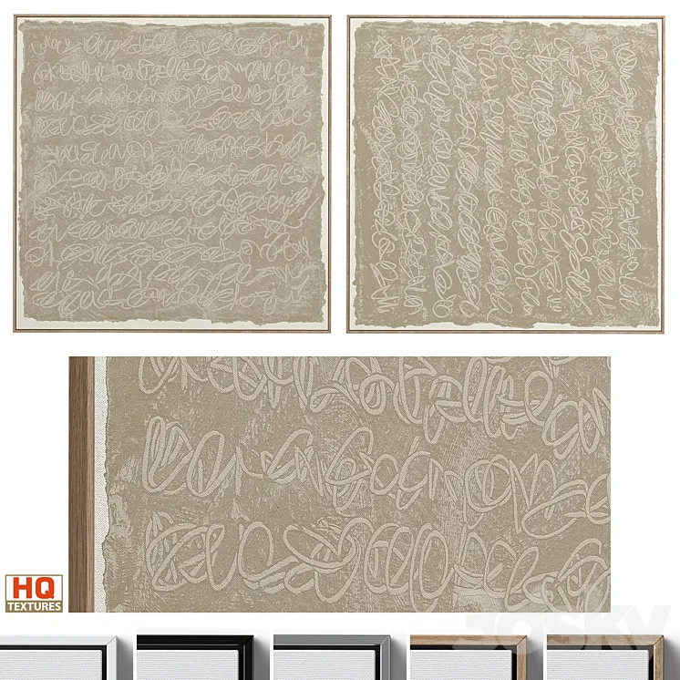 Large Textural Abstract Neutral Wall Art C-401 3DS Max Model