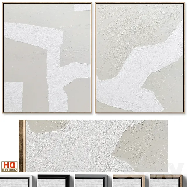 Large Textural Plaster Abstract Wall Art C-511 3ds Max