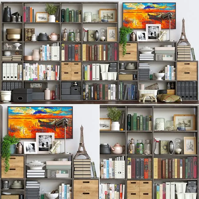 Large wardrobe with decor accessories figurines and vases 3dsMax Model