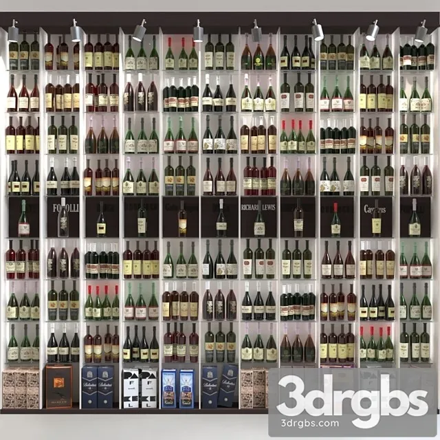 Large wine cabinet with collection wine. alcohol 3dsmax Download