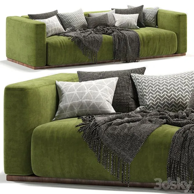 Lario Flexform Double Sofa Green 3dsMax Model