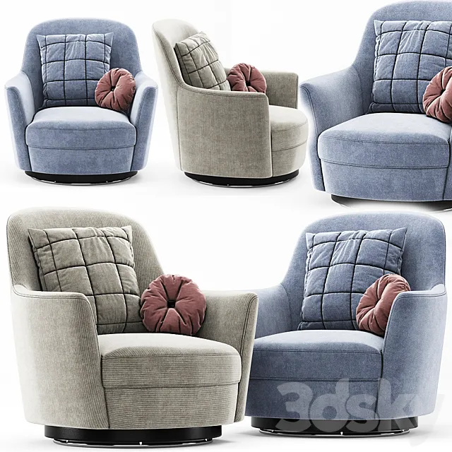 Larkin Upholstered Swivel Armchair 3ds Max