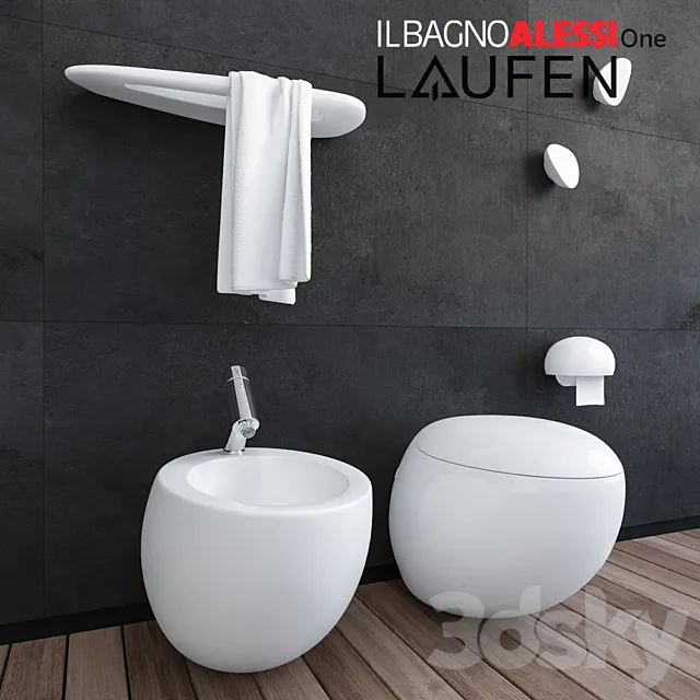 Laufen Il Bagno Alessi One toilet. bidet and accessories 3DSMax File