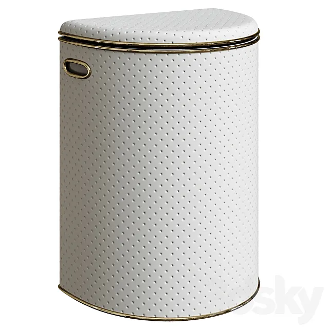 Laundry basket Geralis PWG-O semicircular white gold edging 3ds Max