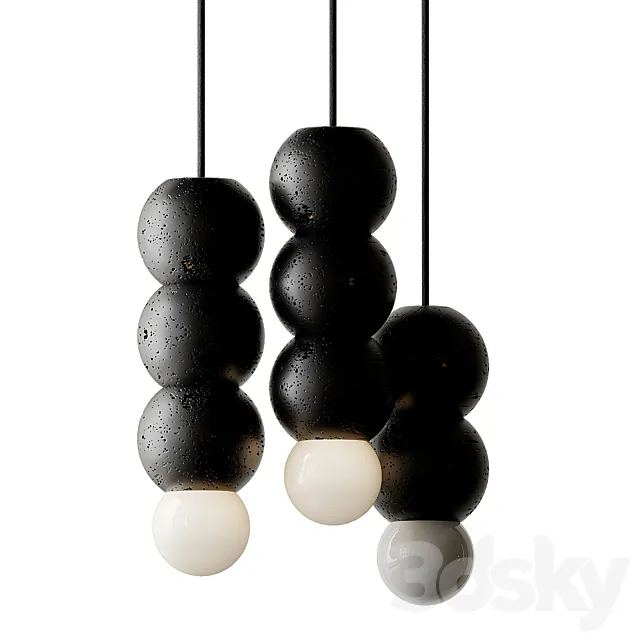 Lava Stone and Aluminum Pendant Light Ooops by Buzao 3ds Max