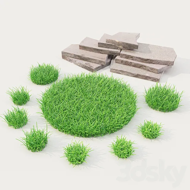 lawn grass with stones 3DSMax File