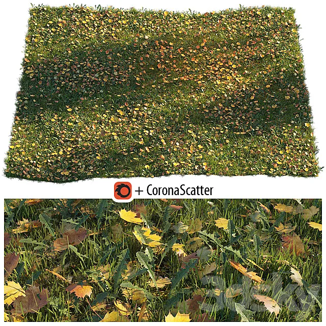 Lawn with dry maple leaves 3DSMax File